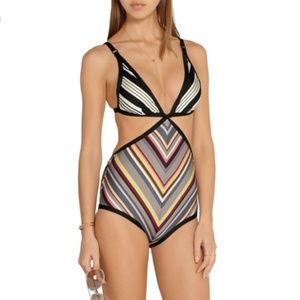 Zimmerman retro stripe cutout one piece swimsuit
